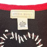 Studio Works  Vintage Patchwork Stitch Christmas Holiday Vest Black Red Medium Photo 4
