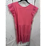 Como vintage Pink Ruffle Eyelet Sleeve Tiered Dress Women's Size L Photo 5