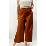 Joie  Rust Orange Satin Wide Leg Cropped Pants Photo 1