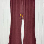 POL Burgundy Flare Pants with Lace Trim Wooden Beads Size M Photo 0