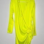 NWOT Revolve Mother of All Gisele Silk Wrap Dress Neon Yellow Women's Size Small Photo 2