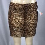 Zuliana Size Large Velvet Leopard Mini Skirt With Elastic Waist & Side Slits.New Brown Photo 0