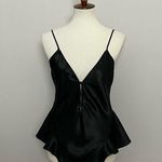 Victoria's Secret Vintage Nighty Body Suit Silky Plunge Covered Button Black Photo 0