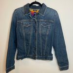 Gap Denim Trucker Jean Jacket Rainbow Southwestern Wool Lining Sz Small Vintage Photo 1