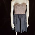 Anthropologie Maeve Blue & Gray Floral Strapless Mini Dress (4) Photo 2