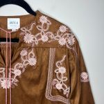 MISA Los Angeles  Brown MicroSuede Embroidered Top Blouse SZ XS Boho Hippie NWOT‎ Photo 3