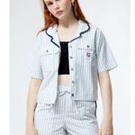 Obey  Serena Striped Utility Shirt Womens Medium Cotton Casual Preppy summer Photo 1