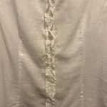 Old Navy  White Linen Cotton Blend Ruffle Front Top‎ 3/4 Sleeves Medium NWT Sheer Photo 3