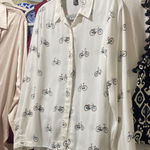 Forever 21 White Bicycle Print Button-Up Shirt Photo 0