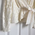 EXPRESS NWT Cream Lace Wrap Top with Bow Tie Side Size M Photo 4