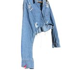 CHAPS  DENIM CROPPED DISTRESSED JACKET‎ SIZE MEDIUM Photo 4