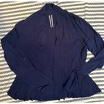 Anthropologie Anthropology Navy Blue Ribbed Knit Shawl Collar Cardigan Sweater Peplum Photo 1