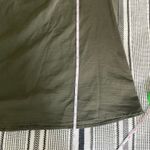 Como vintage Olive Green Ruffle Trim Top Bow Tie Neck Blouse Medium Photo 6