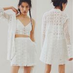 Free People FP One Yesenia Eyelet Crochet Long Sleeve Tunic Top Oversized Size 0 Photo 0