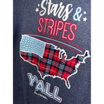 Love & Pineapples Stars Stripes Yall USA Flag Plaid T Shirt Size S Blue Photo 2