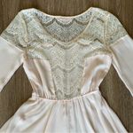 Candie's Candie’s Light Pink Long Sleeve Button Down Sheer Lace Peasant Mini Dress Small Photo 9