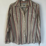 Chico's Chico’s Striped Snap Button Shirt Long Sleeve Collared Top Size 2 (M/L) Photo 0