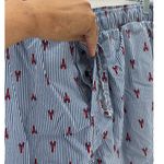 Lands’ End blue striped red lobster pajama shorts set size L pockets coastal Size L Photo 8