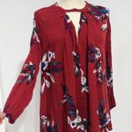 Free People  Tree Swing Burgundy Floral Print Keyhole Tunic Mini Dress Size XS Photo 5