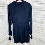 Topshop Smocked Long Sleeve Jersey Knit Skater Dress Blue 8 Photo 8