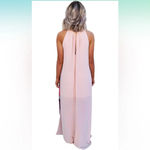 Amazon Women's Chiffon Halter Striped Color Patchwork Maxi Long Dresses Size Small Photo 1