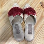 Palma Canaria Fringe Slip On Almond Toe Flat Slipper Mules Beige/Red Women's 39 Size 9 Photo 3