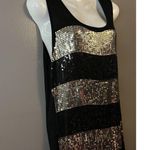 Maite Perroni Dress Womens 1X Black Gold Sequin Striped Tank Sleeveless Party Photo 1