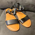 Faux Black Leather Ankle Strap and Adjustable Buckle Sandals for Women Tan Size 7.5 Photo 3