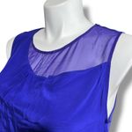 Heather Womens Blouse Shirt Top Silk Satin Ribbed Sleeveless Pullover Blue XL Photo 5