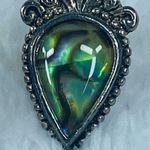 Multicolor Abalone Shell Pierced Earrings in Silver Tone Metal Photo 14