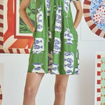 Hunter Bell  Wilkes Dress Herring Green Puff Sleeve Cotton Size Medium NWT Photo 0