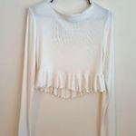Urban Outfitters UO Out From Under Ivory Y2K Cropped Lace Longsleeve Ribbed Top Large Photo 5
