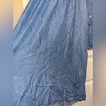 Democracy  Boho Smock Neck Dress Blue Chambray W/Bell Ruffle Sleeves Knee XL Photo 7