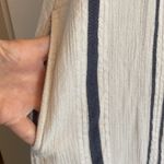 Monsoon  sleeveless button up dress cream colored with‎ navy stripes size M Photo 2