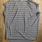 Athleta  Black White Striped Cap Sleeve V-Neck Performance Tee MT Photo 2