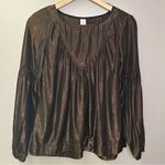 Anthropologie Amadi Merry Metallic Bronze Shimmering Brown Copper Blouse Top Photo 7