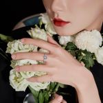 18K White Gold Plated Adjustable Blue Crystal Aquamarine Sapphire Ring for Women Silver Photo 2