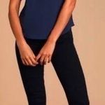 Lulus LULU’S Blouse Medium Lisa Marie Navy Embroidered Lace Top Navy Sheer Office NWT Photo 1