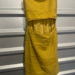 Cotton Candy Cut Out Elegant Mustard Dress Size Medium NWT Gold Photo 5