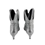 SETA Metallic Silver Leather Western Cowgirl Ankle Boots Heeled EU 37 US 6.5 Size 7 Photo 2