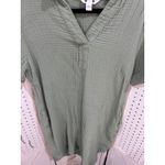AGB AGATHA BIKER Tunic Dress Sage Green Gauze Collar Neck Short Sleeve Pockets Photo 3