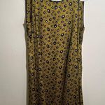 ZARA  Sleeveless Shift Dress Yellow Navy Geometric Button Back S Photo 0