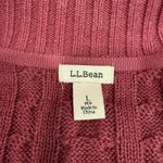 LL Bean Pink Double L Mixed Cable Full Zip Mock Neck Cotton Sweater Size LARGE Photo 8