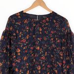 Madewell Tiered Ruffle-Sleeve Top in Climbing Vine Navy Floral size Small Photo 3