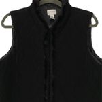 Chico's Chico’s Women’s Travelers Black Quilted Texture Vest Faux Fur Size 2 Photo 1