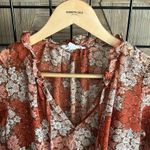 Socialite  Women's Mini Dress Size XS Burnt Orange Floral Smock Waist Boho Chic Photo 2