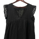 Womens Black Eyelet Sleeveless Ruffle Dress Size Medium V Photo 1