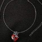 Gorgeous red ruby like stone set in black metal rose and chain! New Photo 3