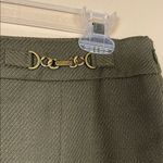 Talbots  Women’s Wool Blend Knit Chain Link Olive Green Pleated A-Line Skirt Photo 3