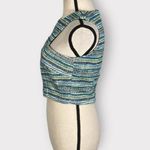 Badgley Mischka  Blue Green Striped Crop Top Women's Size 4 Photo 1